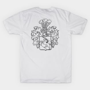 Shedenhelm Family Crest with NAME ON BACK (Distressed) T-Shirt